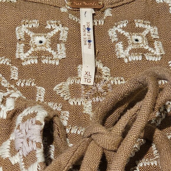 New Free People✨Joni Embroidered Top - Tan NWOT size XL MSRP $148 - Picture 9 of 12